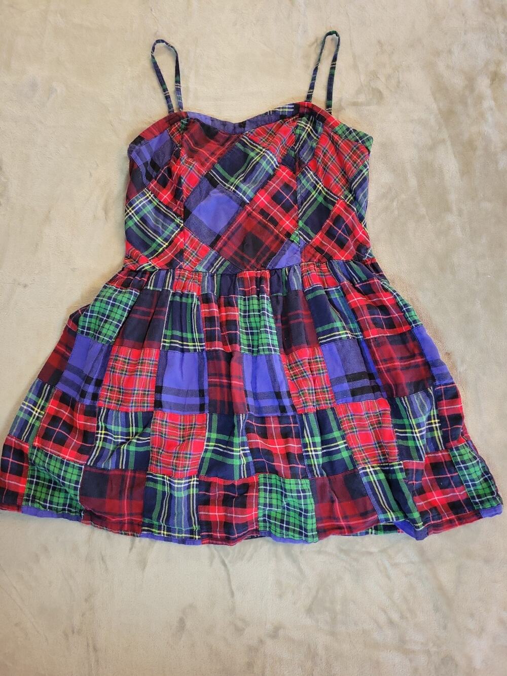 Juniors 1x Women's Large Knee Length Dress Patchwork Whimsygoth 90's Grunge Y2K